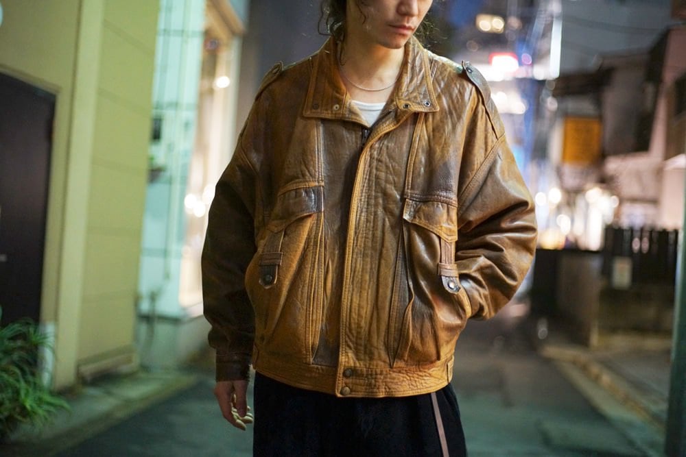 ESPIONAGE] Vintage Drop Shoulder Leather Jacket [1980s] Vintage