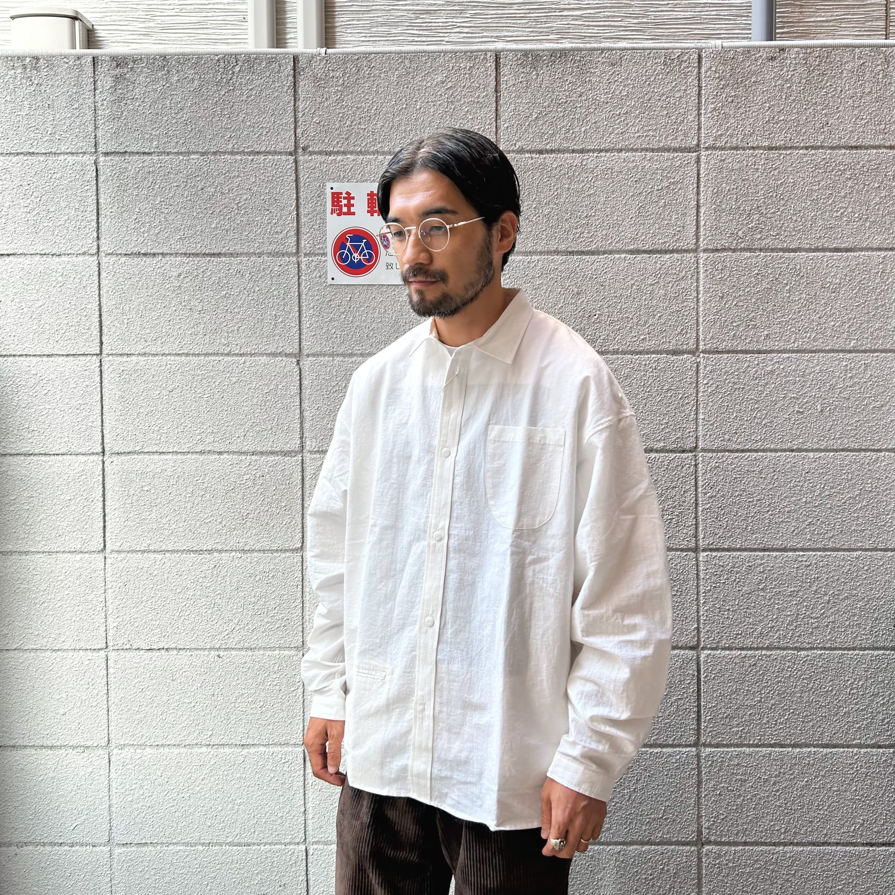 NOROLL NORMAL L/S SHIRT - WHITE / ノーロール ノーマル シャツ ホワイト