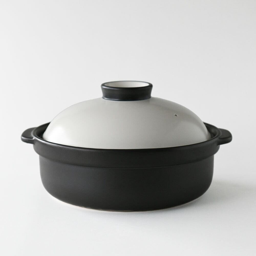 IH対応 宴 ﾎﾜｲﾄ/ﾌﾞﾗｯｸ 10号 鍋 5〜6人用 美濃焼 日本製 おしゃれ | み