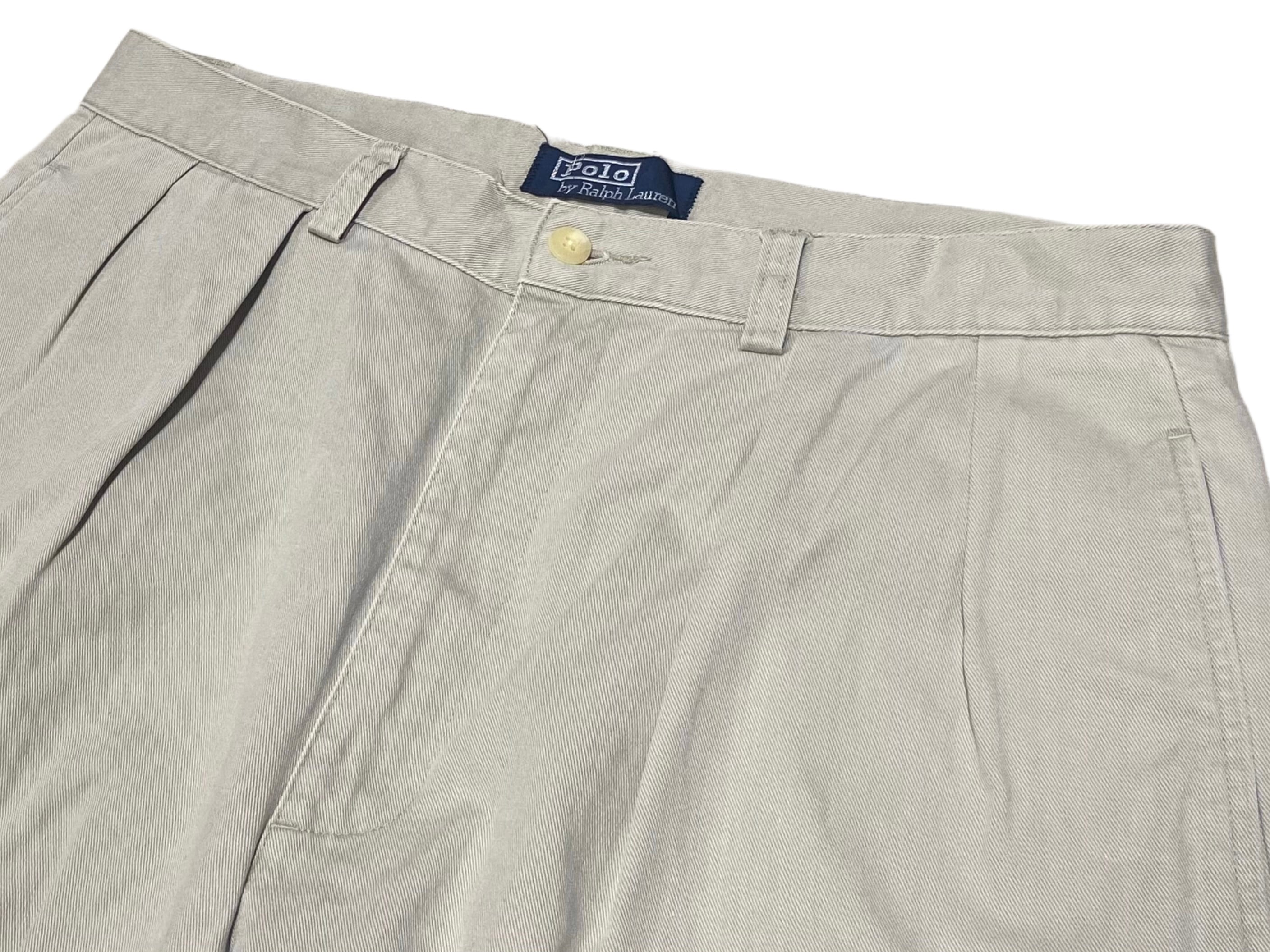 90s POLO RALPH LAUREN インプリーツ ツータック チノパン アイボリー