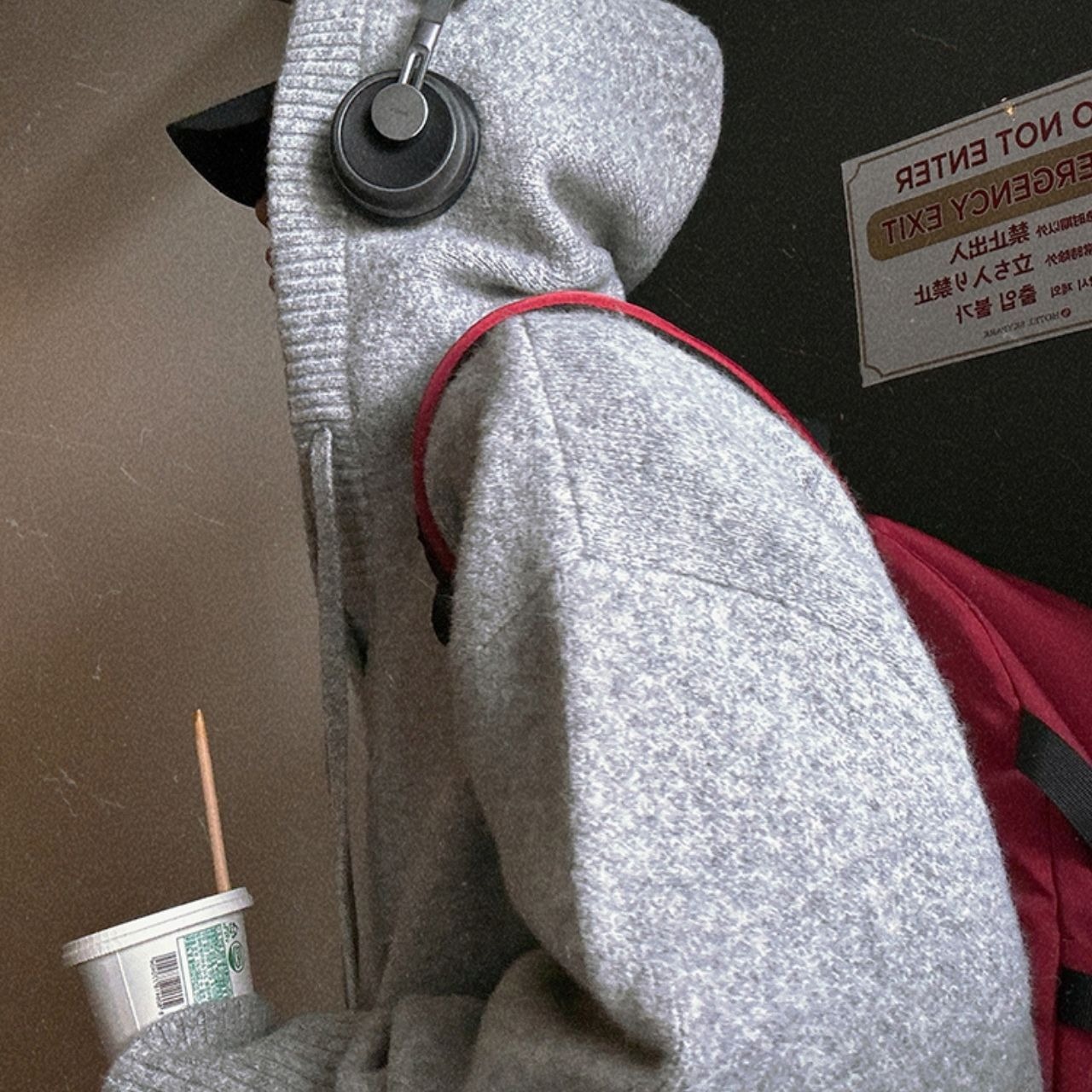 ルーズニットグレーフーディー　1056