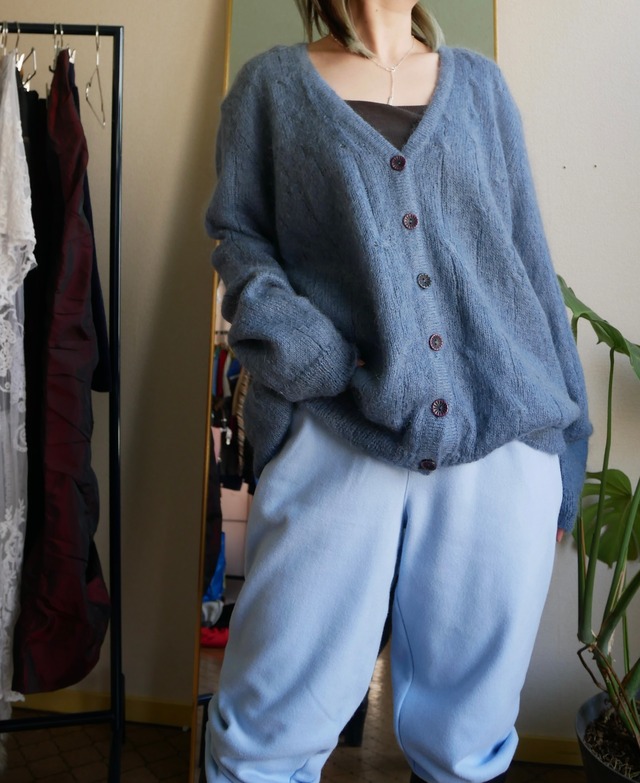 70s-80s Euro V-Neck Mohair Knit Cardigan