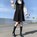 ✞プリーツストラップワンピースドレス or ホワイトブラウス スカート ブラック カーキ 大人女子☆レトロ スウィート 秋冬✞ゴスロリ SM ミリ 甘ロリ クラロリ 和ロリ エレガント 黒ロリ 姫ロリ 華ロリ BB-BB15101776751