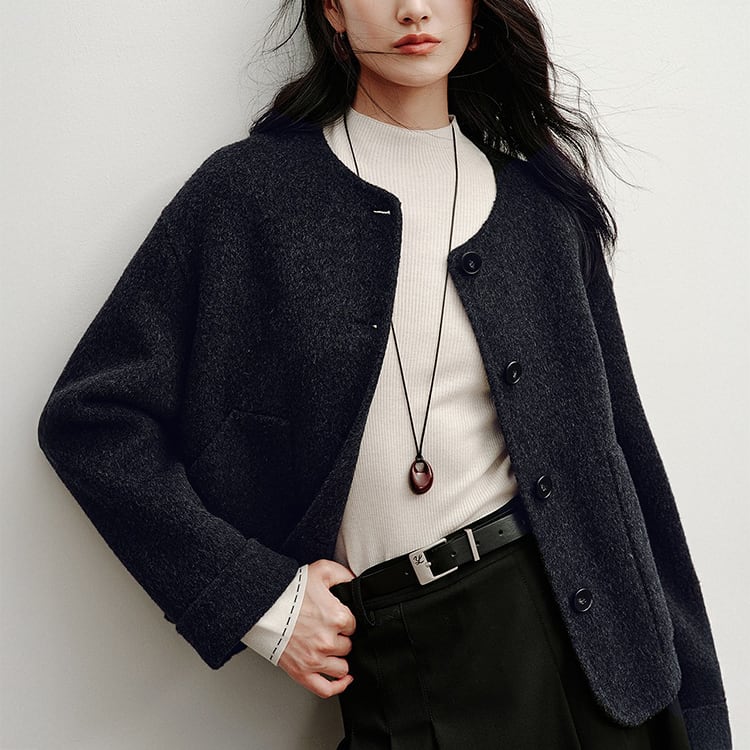 ノーカラーショートコート No.5354