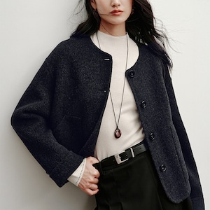 ノーカラーショートコート No.5354