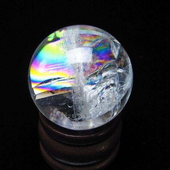 アイリスクォーツ 水晶玉 虹入り 26mm 水晶 丸玉 スフィア 置物 原石 一点物 141-8598