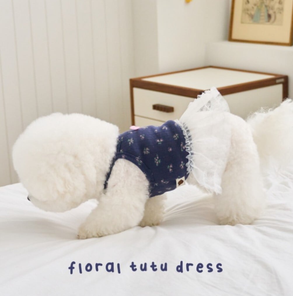 SM/即納【eomuk】Floral Tutu Dress《Navy＋Whitetutu》