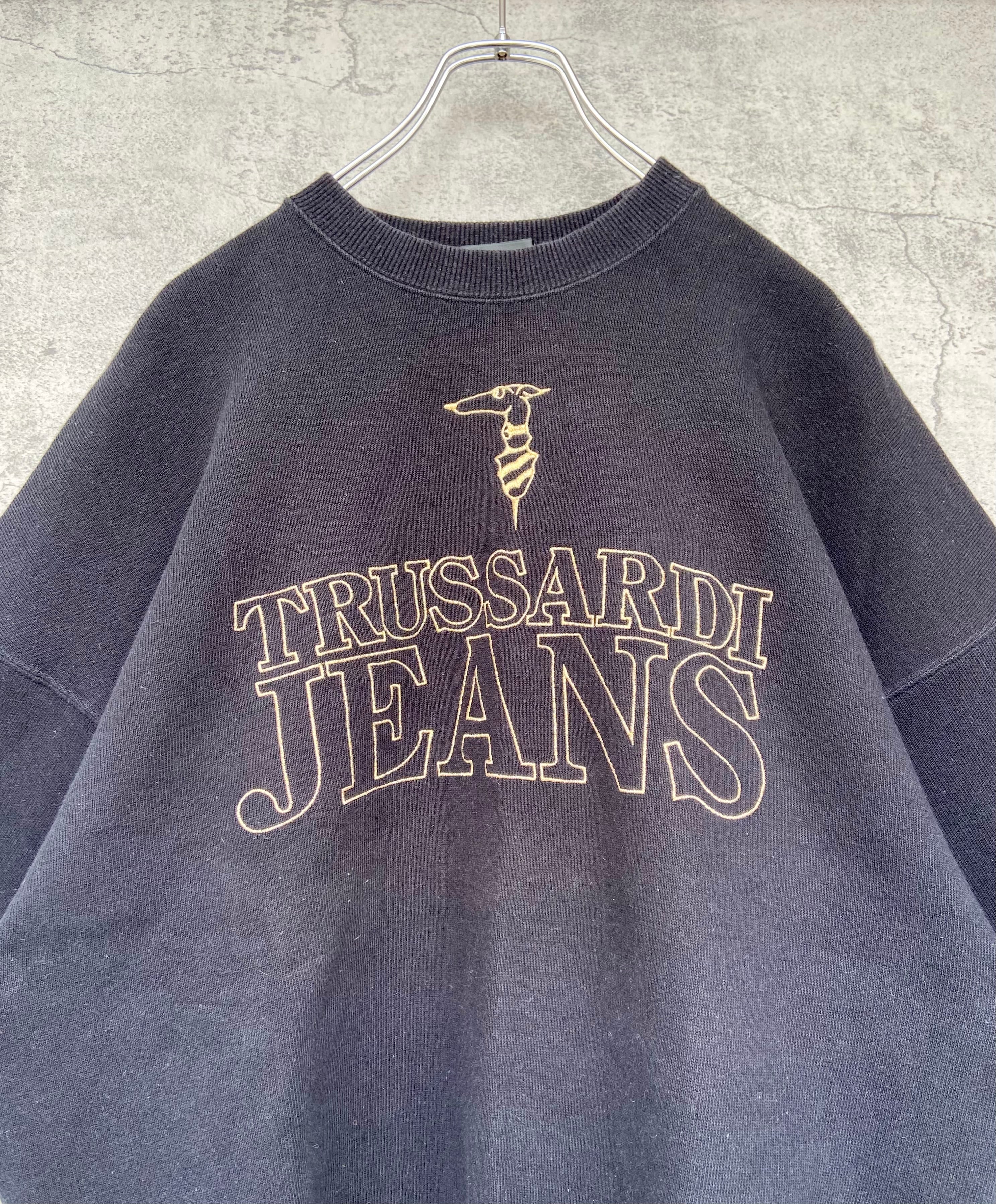 90s vintage TRUSSARDI トラサルディ 刺繍 スウェット 黒　 | 【古着  らくふる】ビンテージ&リメイク専門のオンライン古着SHOP powered by BASE