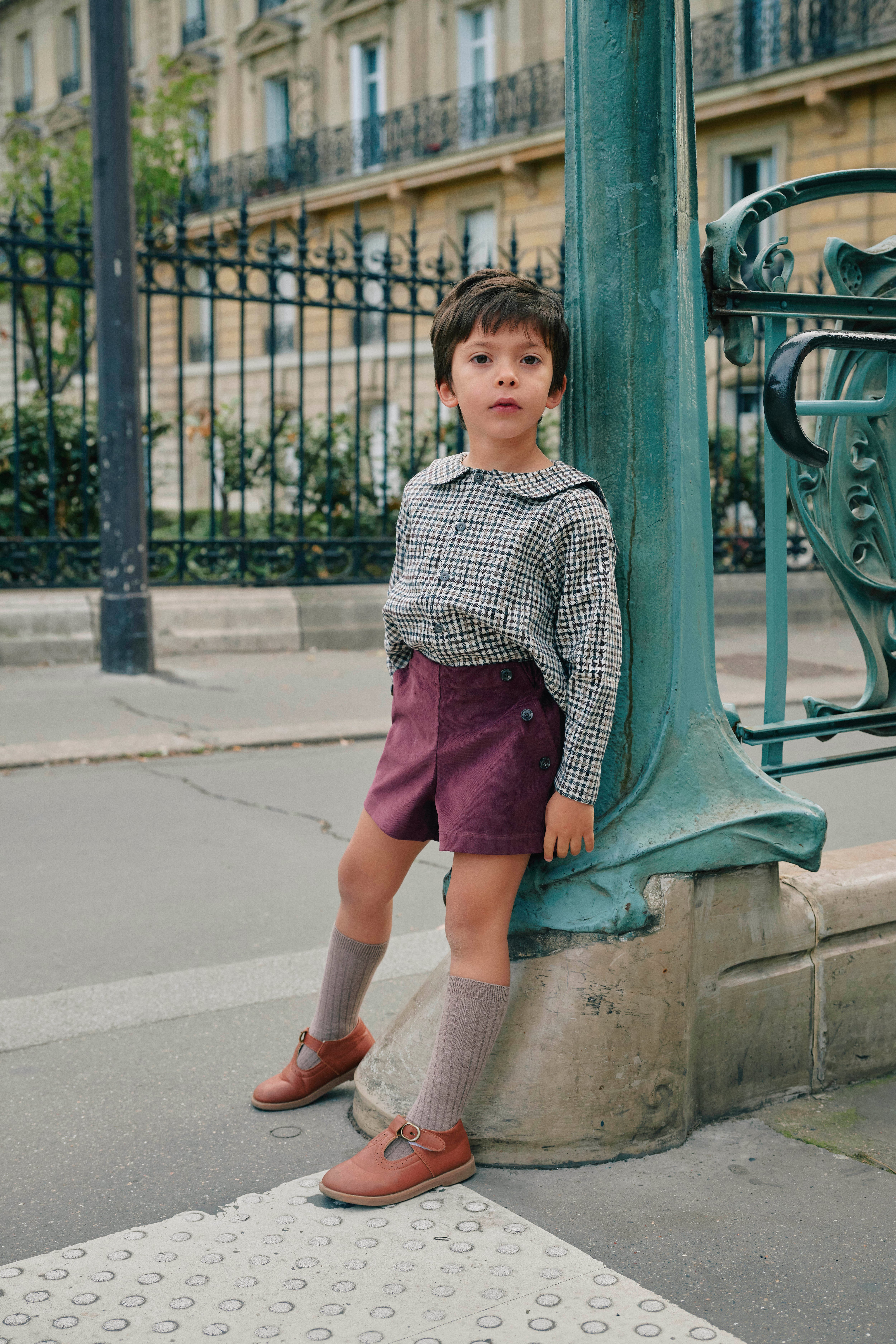 【予約/送料無料】Shirt MONCEAU - gingham beige & gray / Maison Marelle