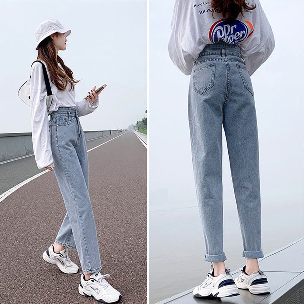 ハイウエスト ストレート ジーンズ レディース 韓国 デニムパンツ 大人 