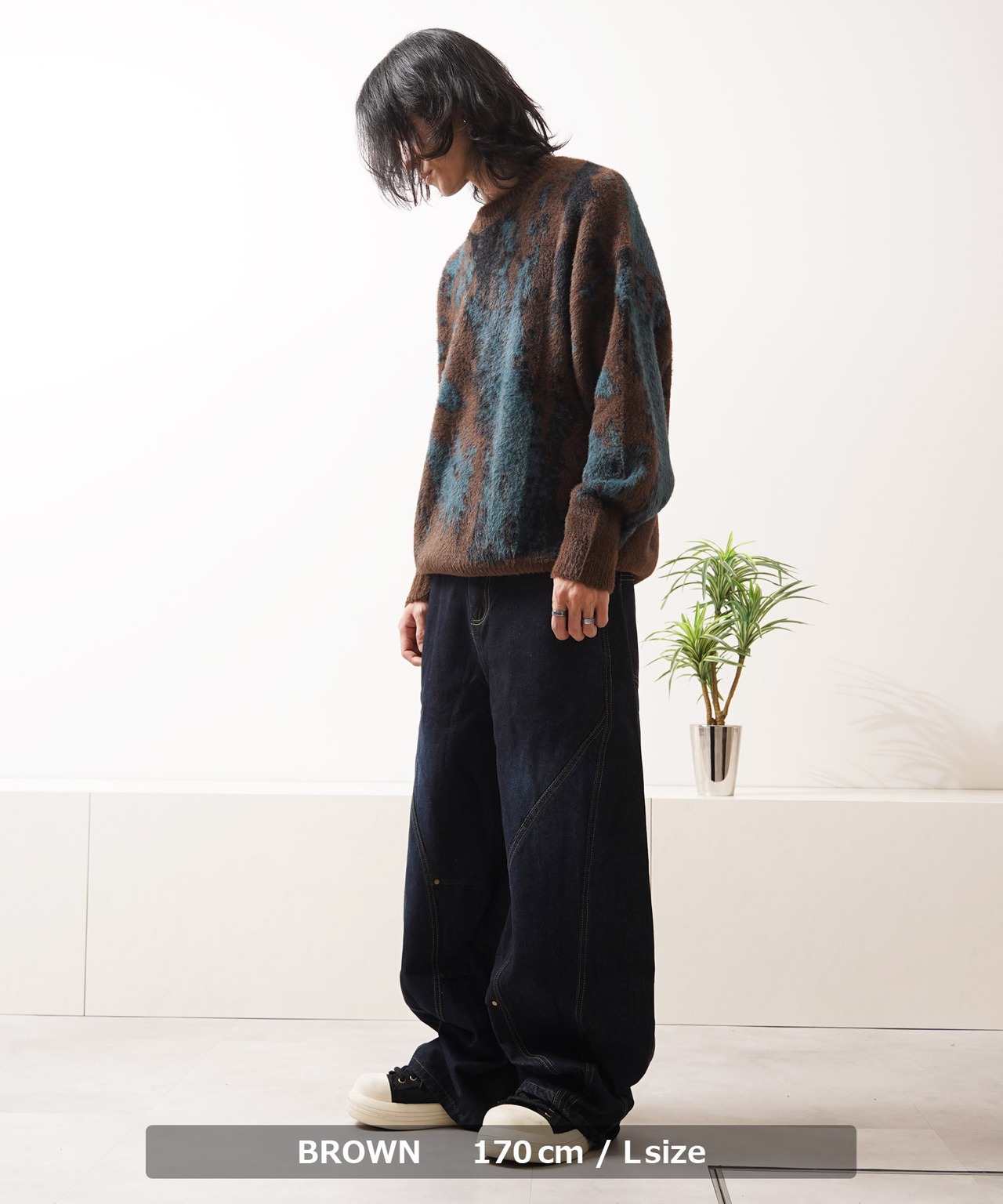 ◆アブストラクト柄 シャギーニット◆bl-808527