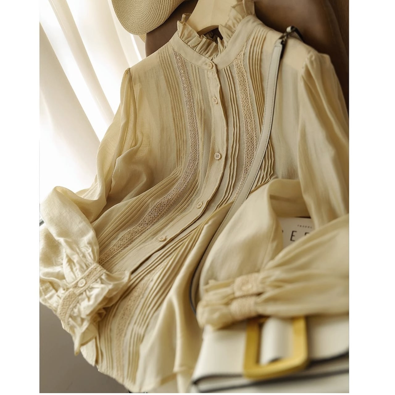 Frill Shirt Color Blouse L00644