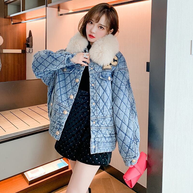 ファーカラーパターンジャケット ウィンター 冬物 MIUCO1160581622