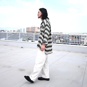INTÉRIM / HYPER BIG VISCOSE STRIPE 60s OPEN COLLAR SHIRT style