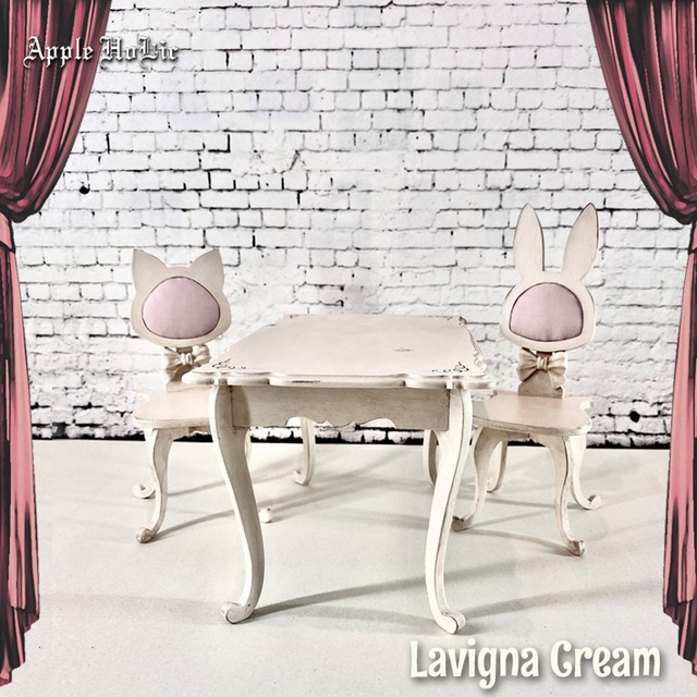 テーブル＆チェア L　Lavigna Cream  Dining set L・ ラヴィーニャ クリーム ダイニングセット (ブライスサイズ 1/6 )