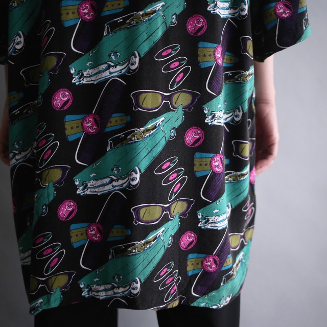 funk retro culture pattern big l/s shirt