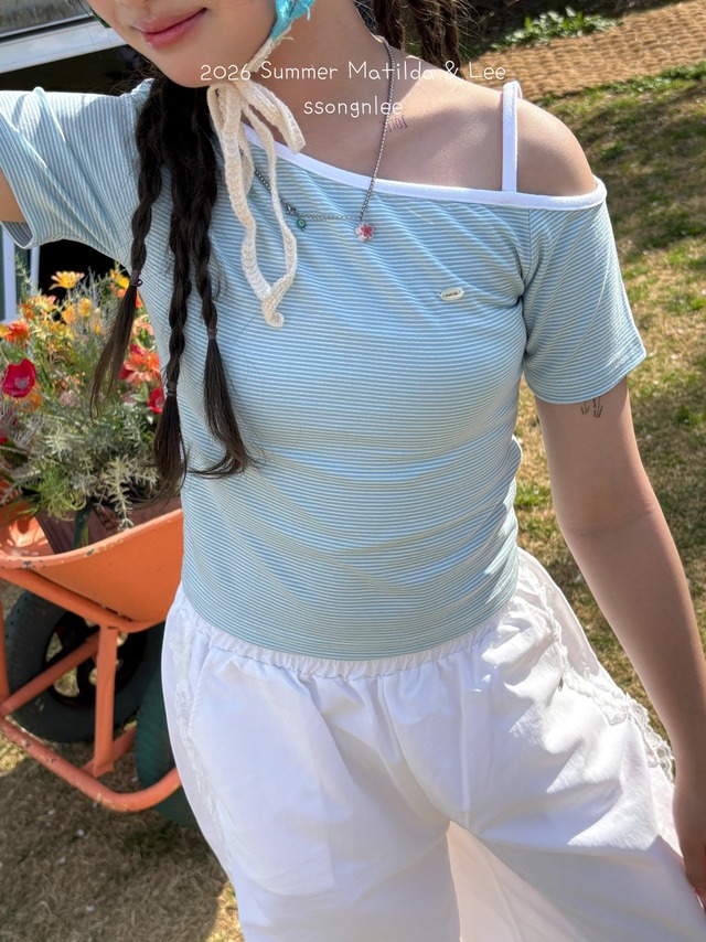 [Matilda&Lee] Asymmetrical strap tee / [마틸다앤리] 언발스트랩티