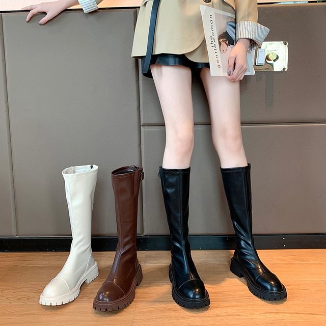 ロングブーツオータム薄手ジッパー 靴 シューズ 秋物 部族の婦人靴75675782632