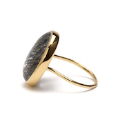 【SPECIAL PRICE】S925 SINGLE STONE THIN RING -BLACK RUTILE QUARTZ-