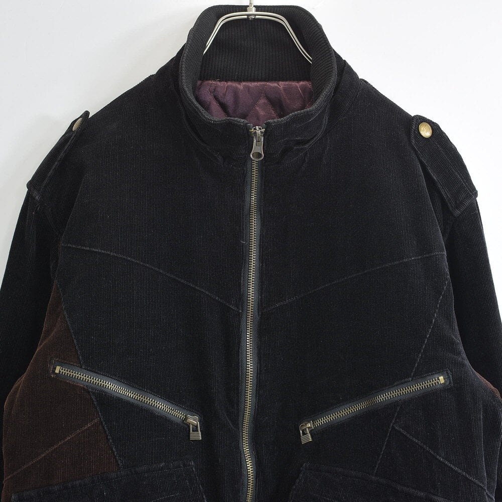 Used Unknown コーデュロイ 切替デザイン 中綿 ブルゾン 細コール ジャンパー ヴィンテージ パデット ジャケット ビンテージ メンズM相当