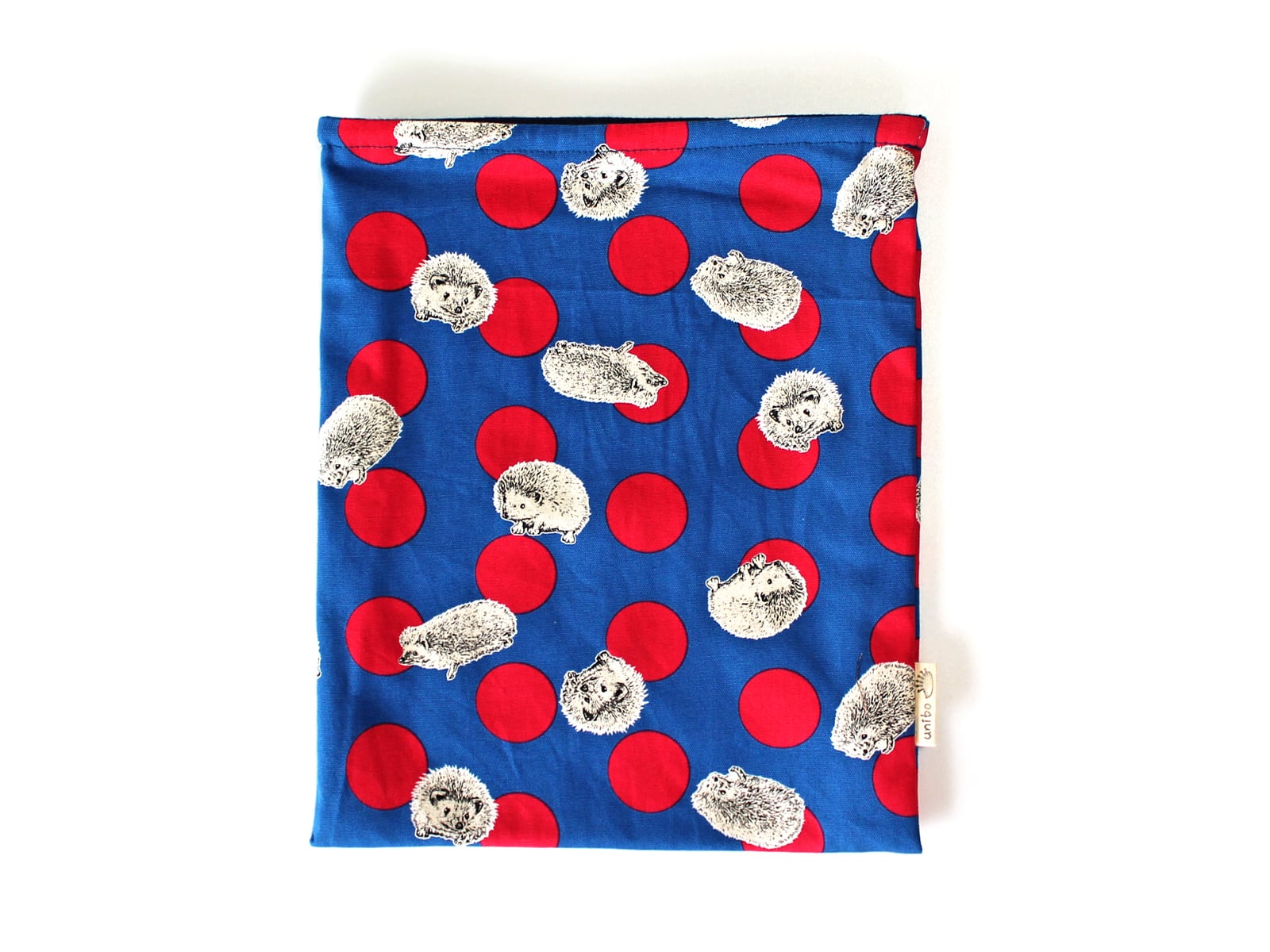 ハリネズミ用寝袋 L(夏用) 綿オックス×スムースニット 水玉とハリネズミ ブルー / Large Snuggle Sack for Hedgehog for Summer