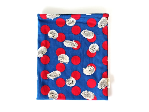 ハリネズミ用寝袋 L（夏用） 綿オックス×スムースニット 水玉とハリネズミ ブルー / Large Snuggle Sack for Hedgehog for Summer
