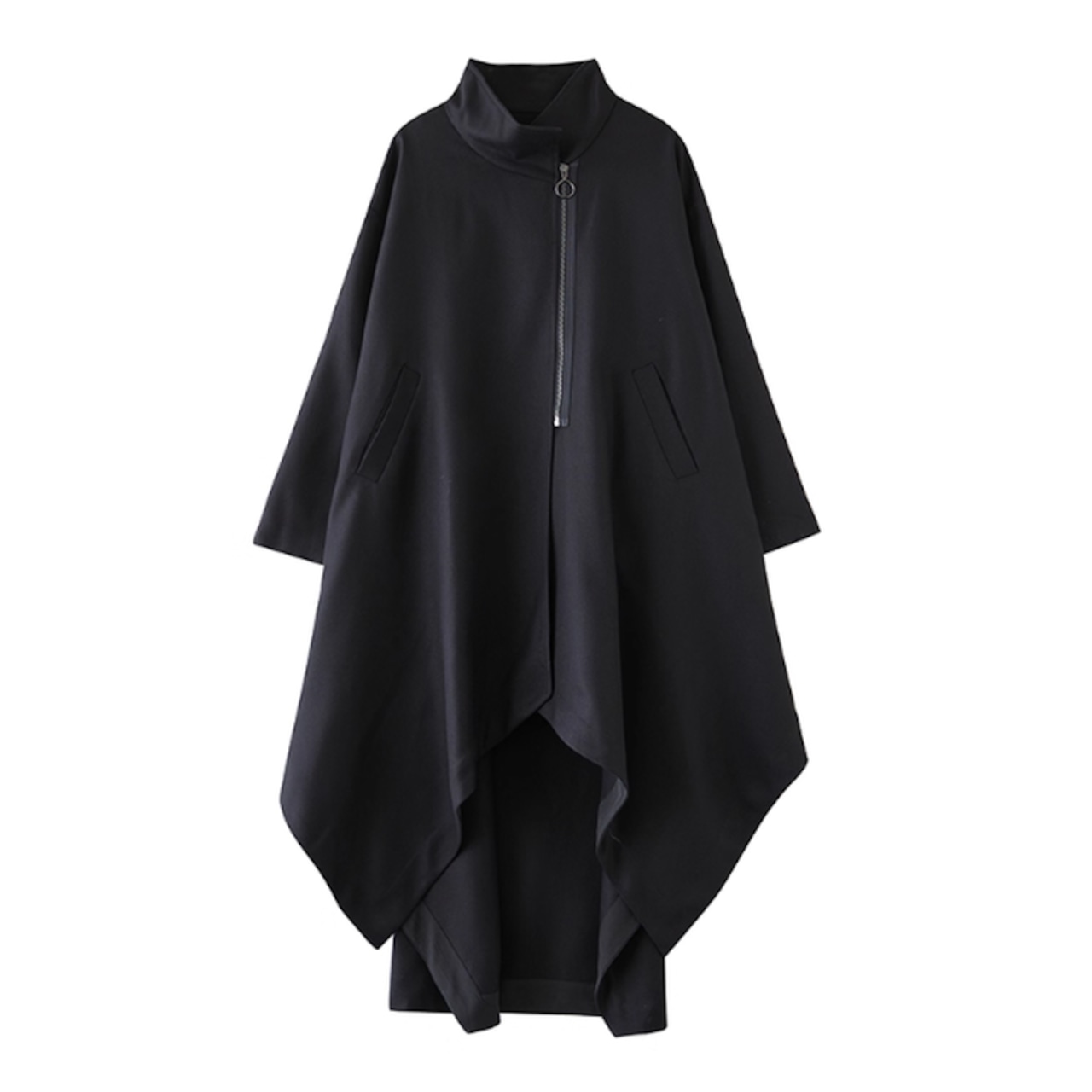 アシンメトリー ジップ ロングコート 60029