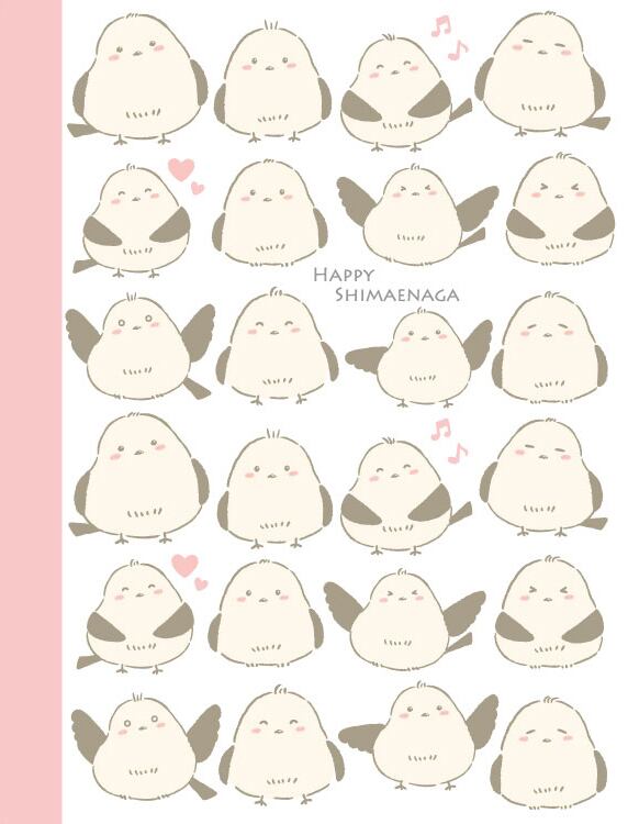 ハッピーシマエナガ転写紙 A4サイズ (ポーセリンアート用鳥・しまえなが転写紙)