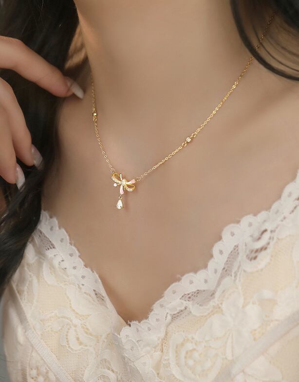 オリジナル リボン ネックレス K18 18金レディース ジュエリー