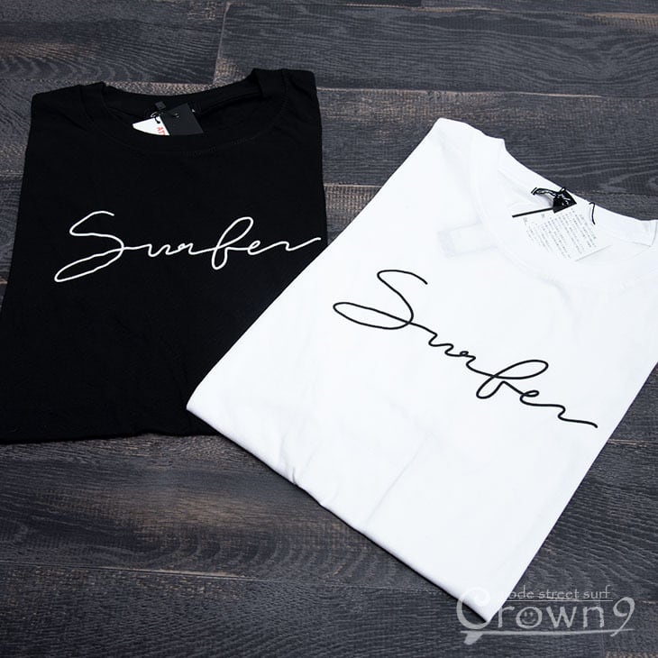 サーフ Tシャツ 筆記体ロゴ 半袖 カットソー メンズ レディース 2color