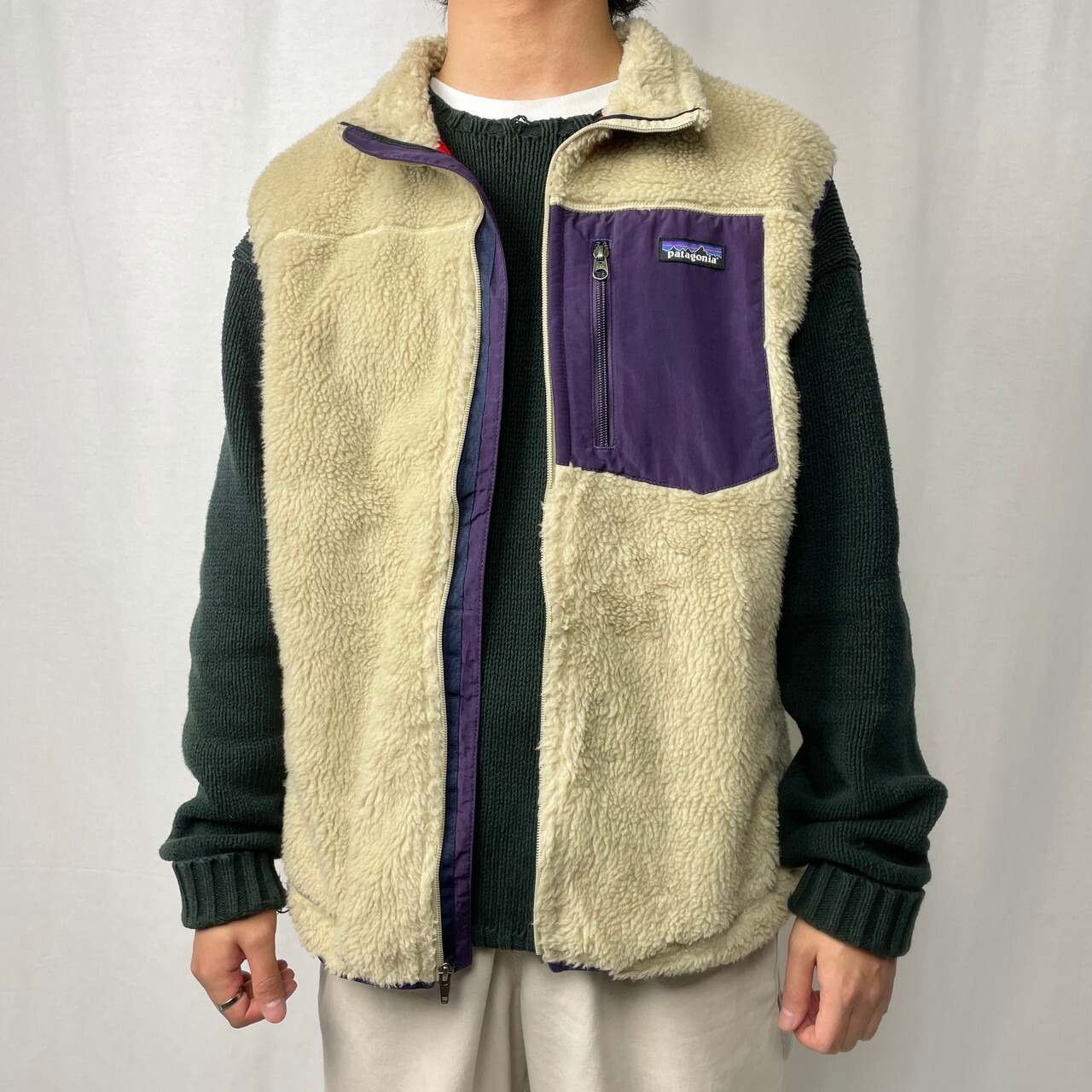 パタゴニア レトロX ベスト ベージュ 咲かせ M☆ナチュラル ボア フリース 