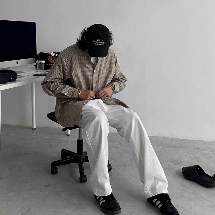 ★AMERICAN RETRO LOOSE CUT BASIC PLAID SHIRT　　　A0728