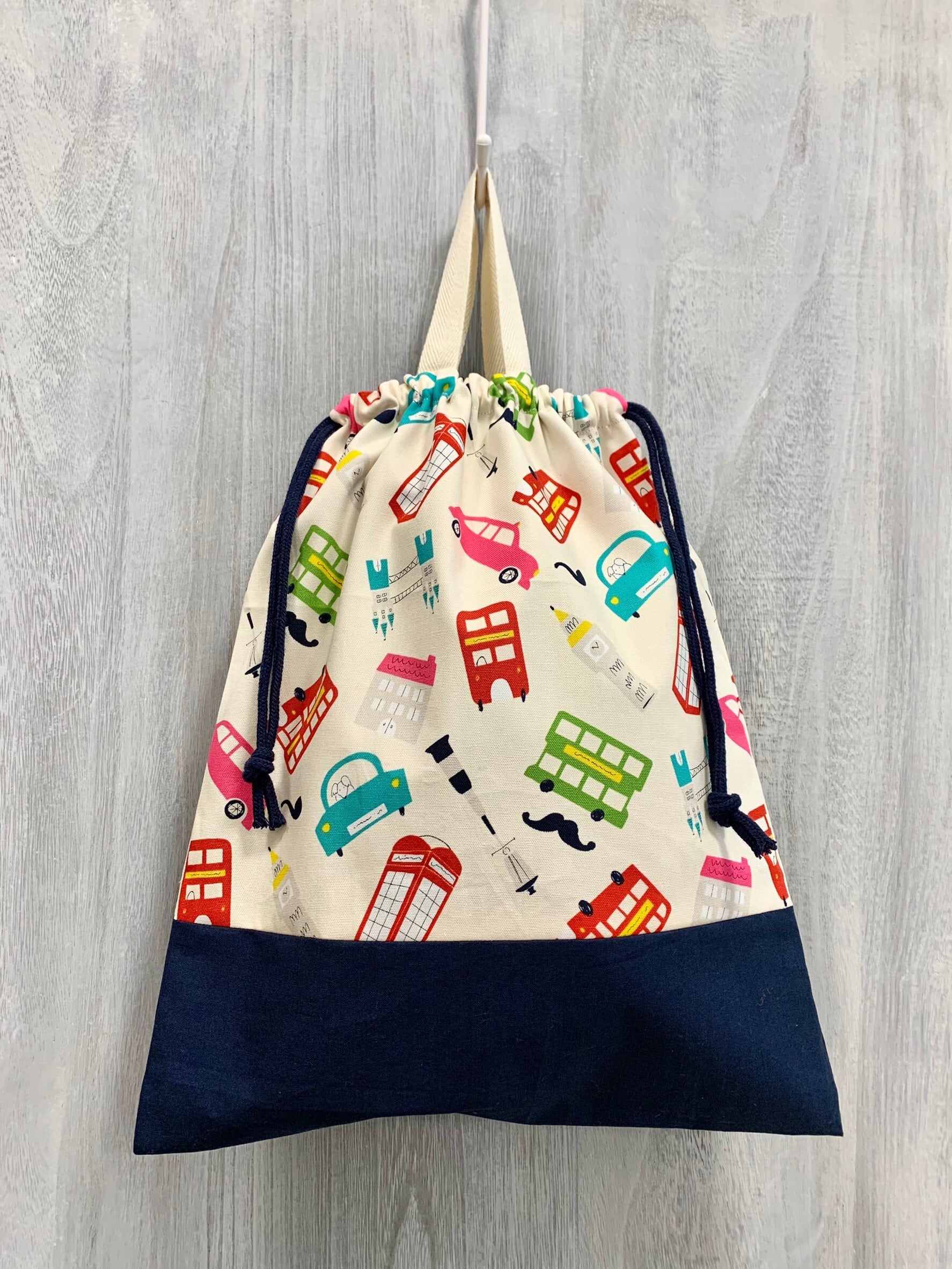 体操着入れ(持ち手付き巾着袋) ロンドン柄