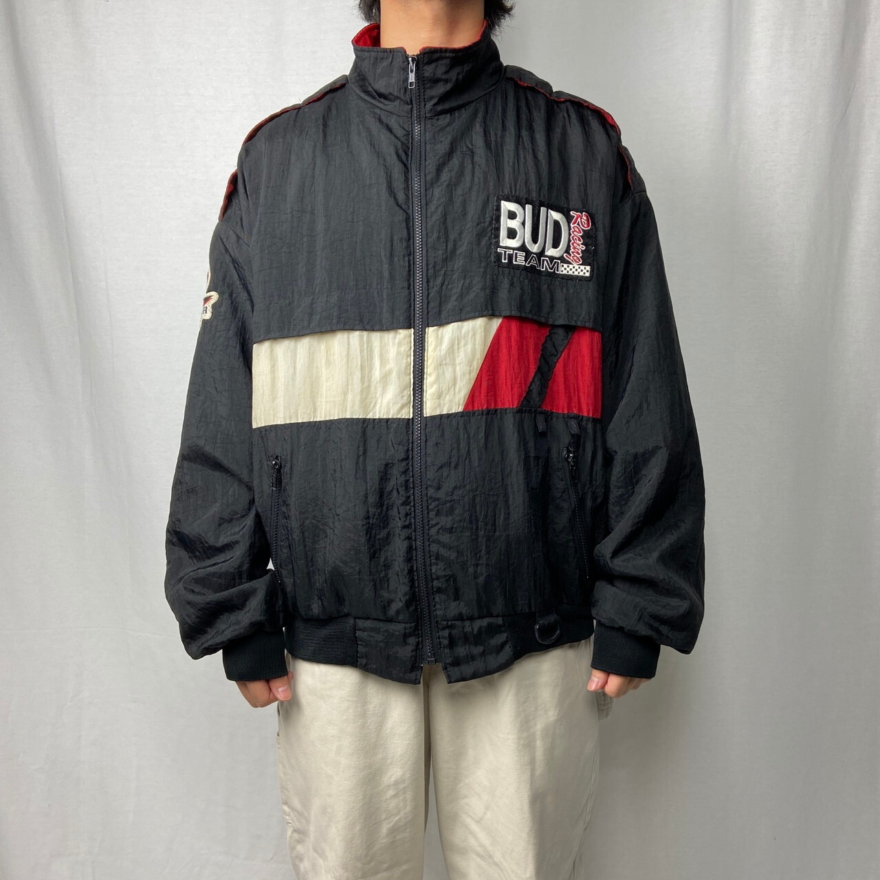 90年代 USA製 Budweiser バドワイザー ナイロンジャケット レーシング 