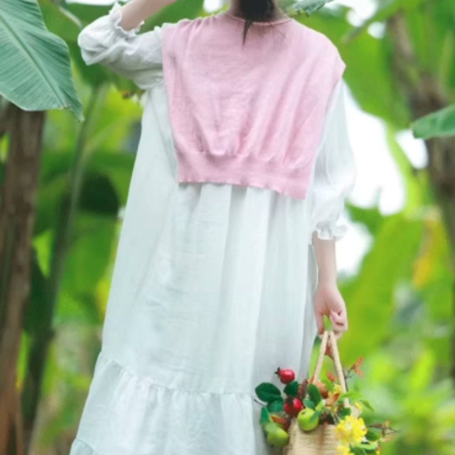 ティアードスカート  Vネック ロングワンピース  00133