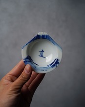 変形皿　富士山　染付　２枚　A