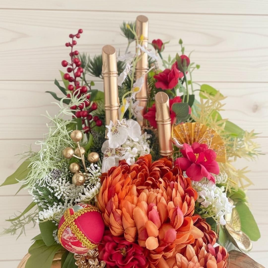 ㉙ 和モダン門松 M｜可憐な花々と竹が奏でる、モカアンドマルシェの