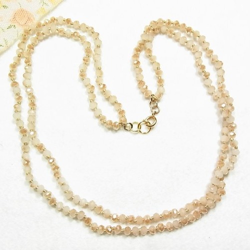 ベージュのガラスビーズの２連ネックレス　コスチュームジュエリーのセール通販  11552N