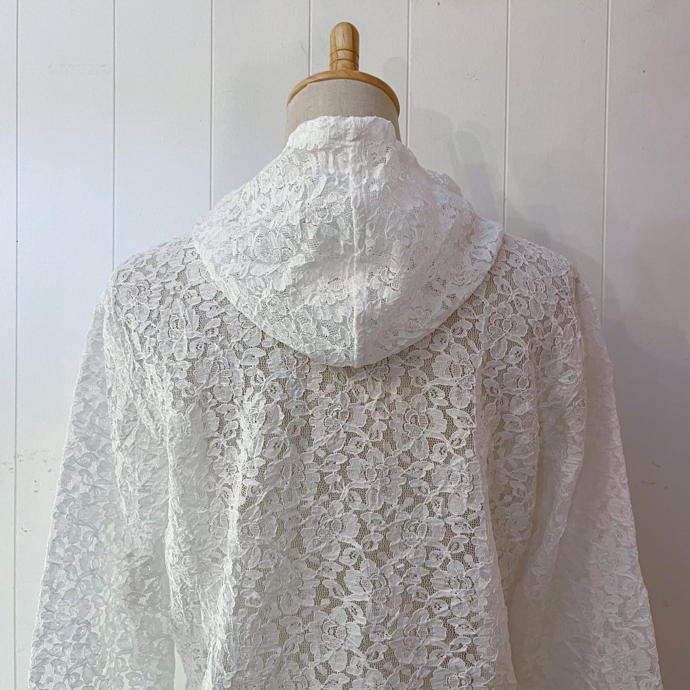 white flower lace hoodie