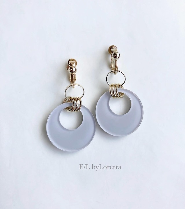 Color w ring pierce/earring(Gray) [cc]
