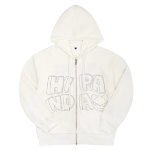 送料無料 【HIPANDA ハイパンダ】メンズ ラインストーン ジップアップ フーディー スウェット MEN'S ZIP-UP HOODIE SWEAT SHIRT / WHITE・BLACK