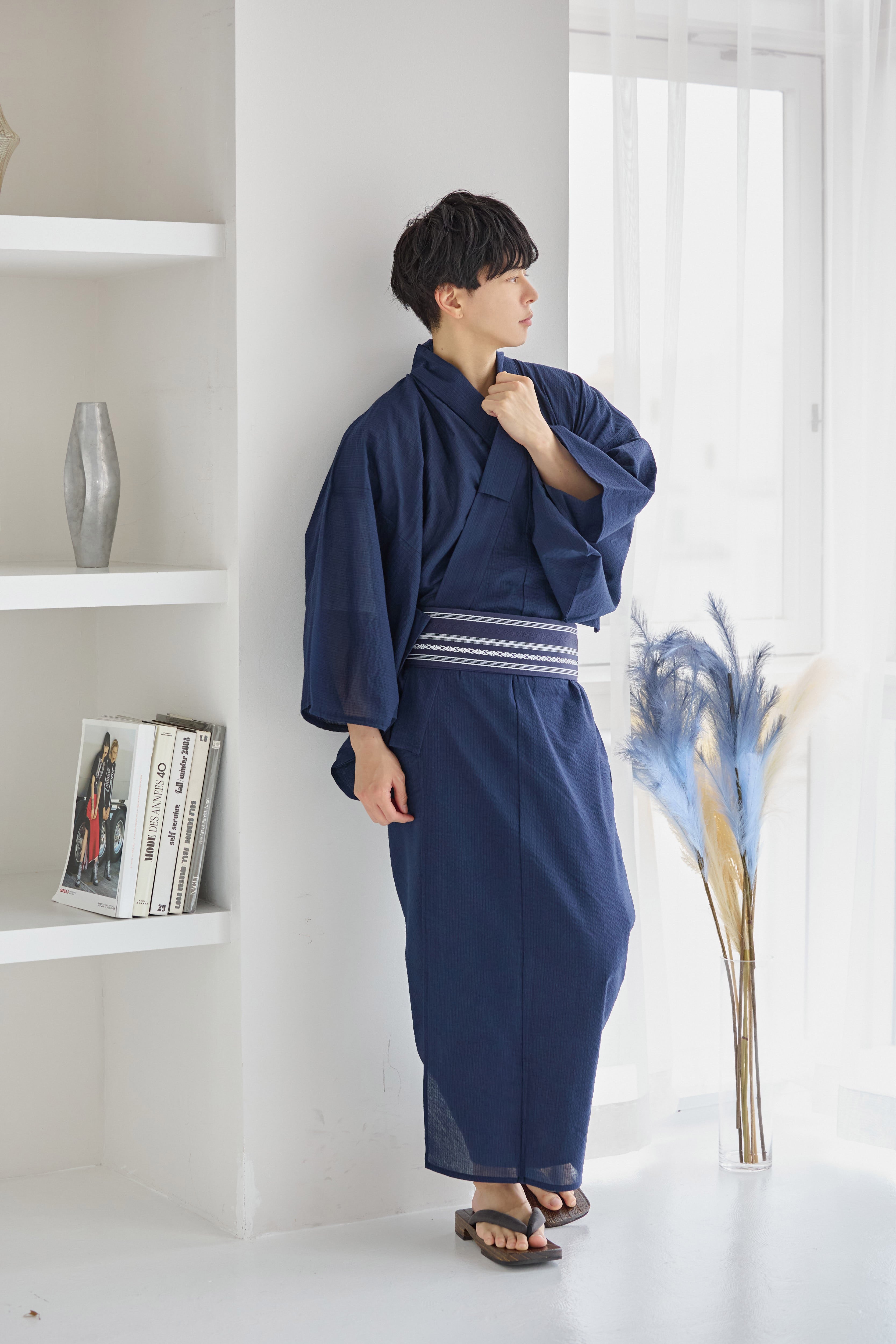 メンズ浴衣3点set江戸の藍空（紺） Y4-71 | ANDESIR【アンデジール