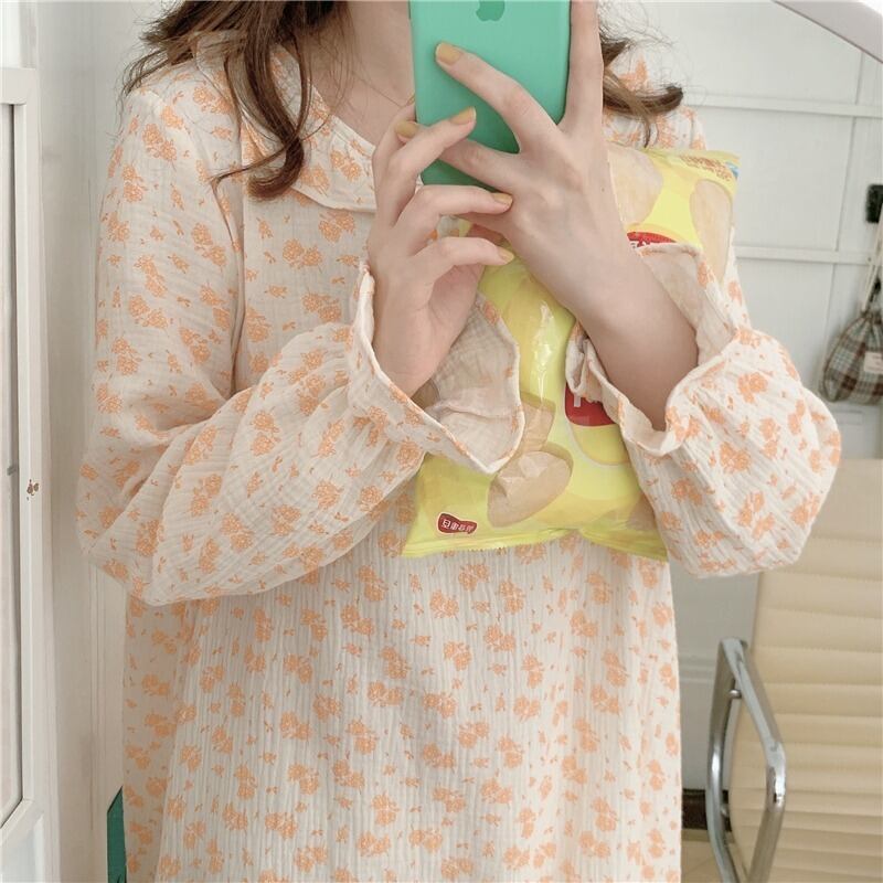 フローラルドレス スタイルオータムロングスカート コットン 大人ガーリー スウィート キュート カジュアル 秋物 花柄 ピュア 萌量不足40677512902