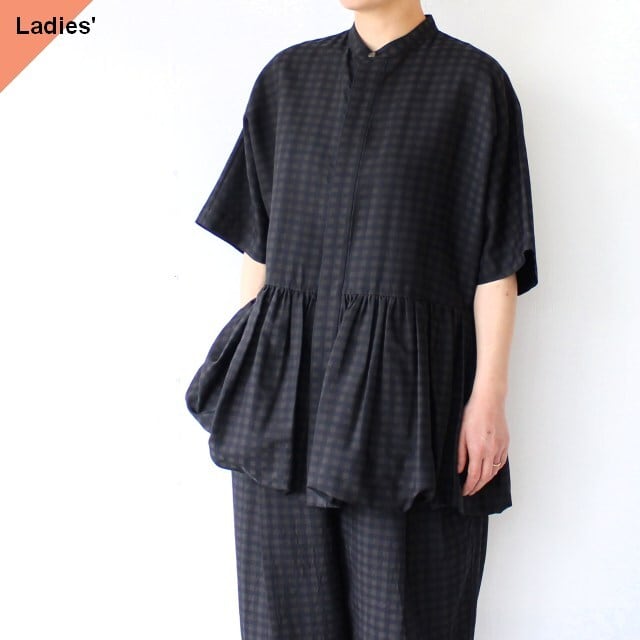 HAVERSACK ギンガムジャガードバルーンブラウス Gingham jacquard