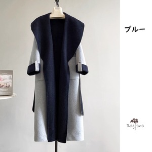 バイカラー ウール混 コート 4col Y 250510