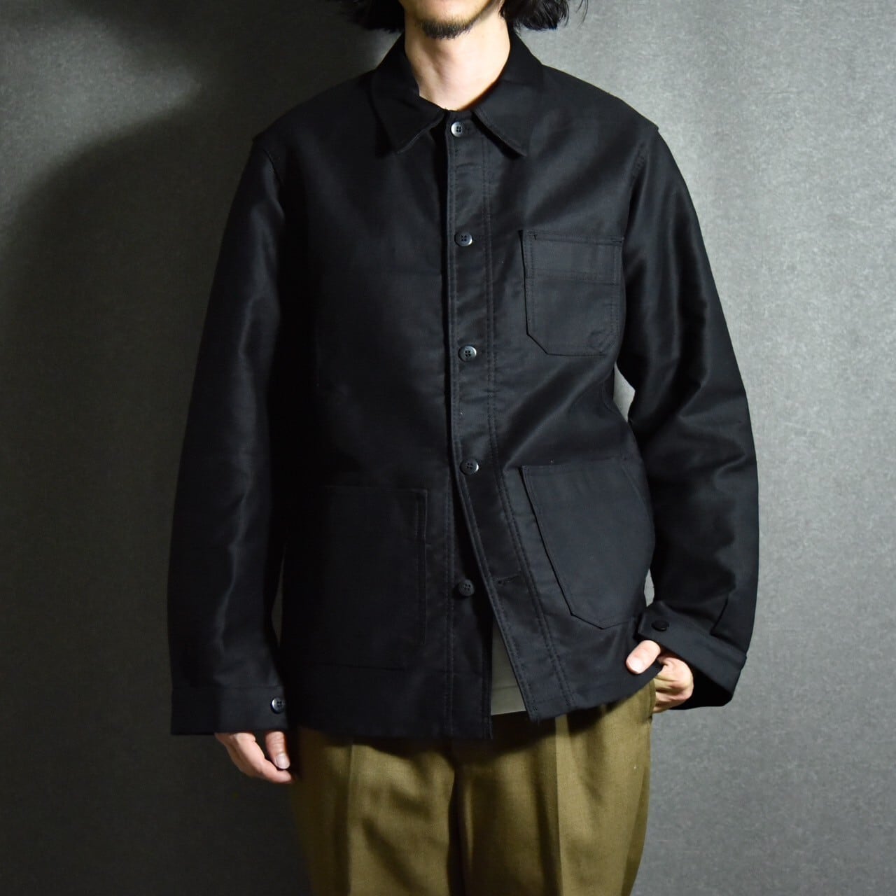 DEAD STOCK】70s MONT KEMMEL BLACK MOLESKIN French Work DEAD STOCK】70s MONT KEMMEL BLACK MOLESKIN French Work