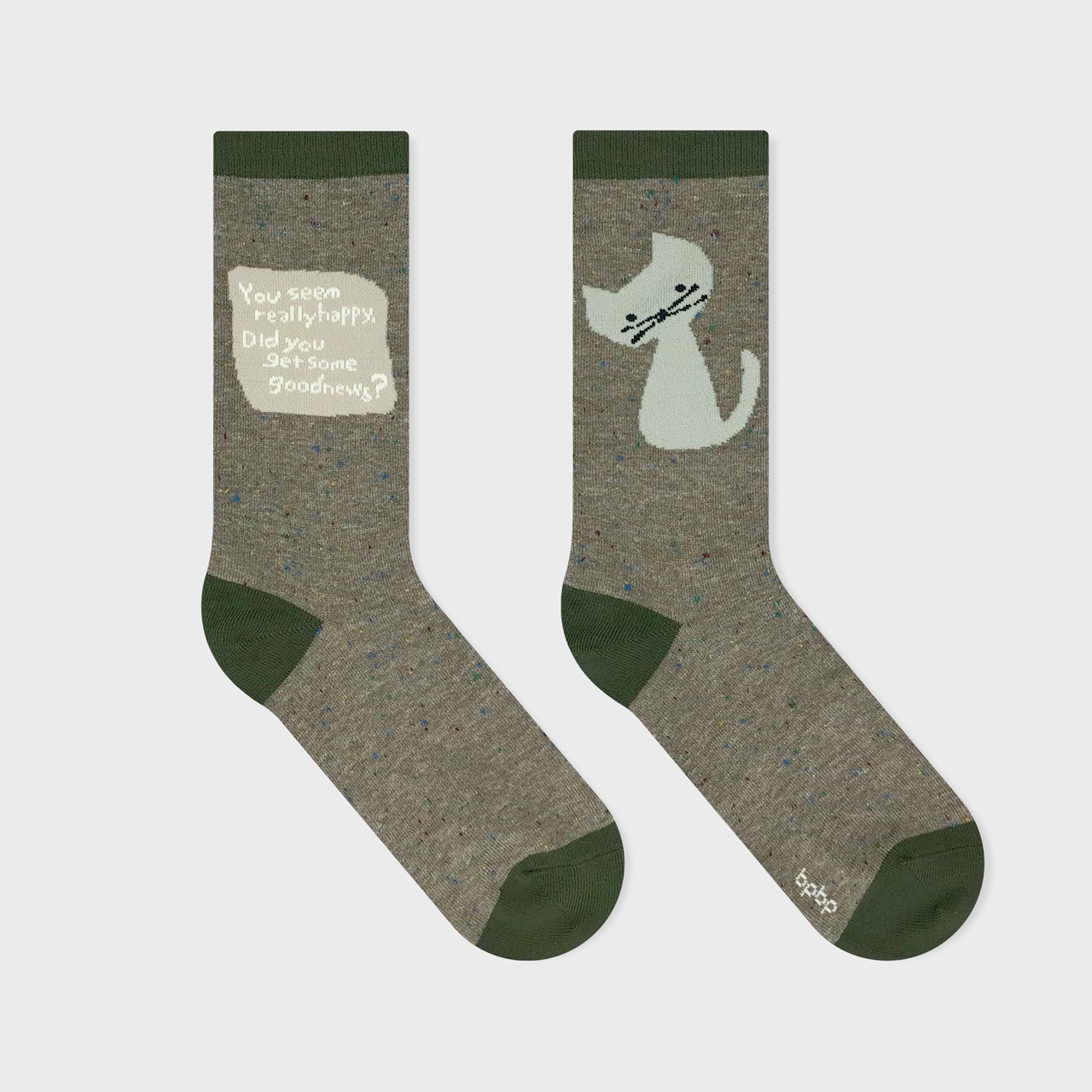 【JIN KITAMURA】北村人 SOCKS ソックス 首を傾げるグレーの猫