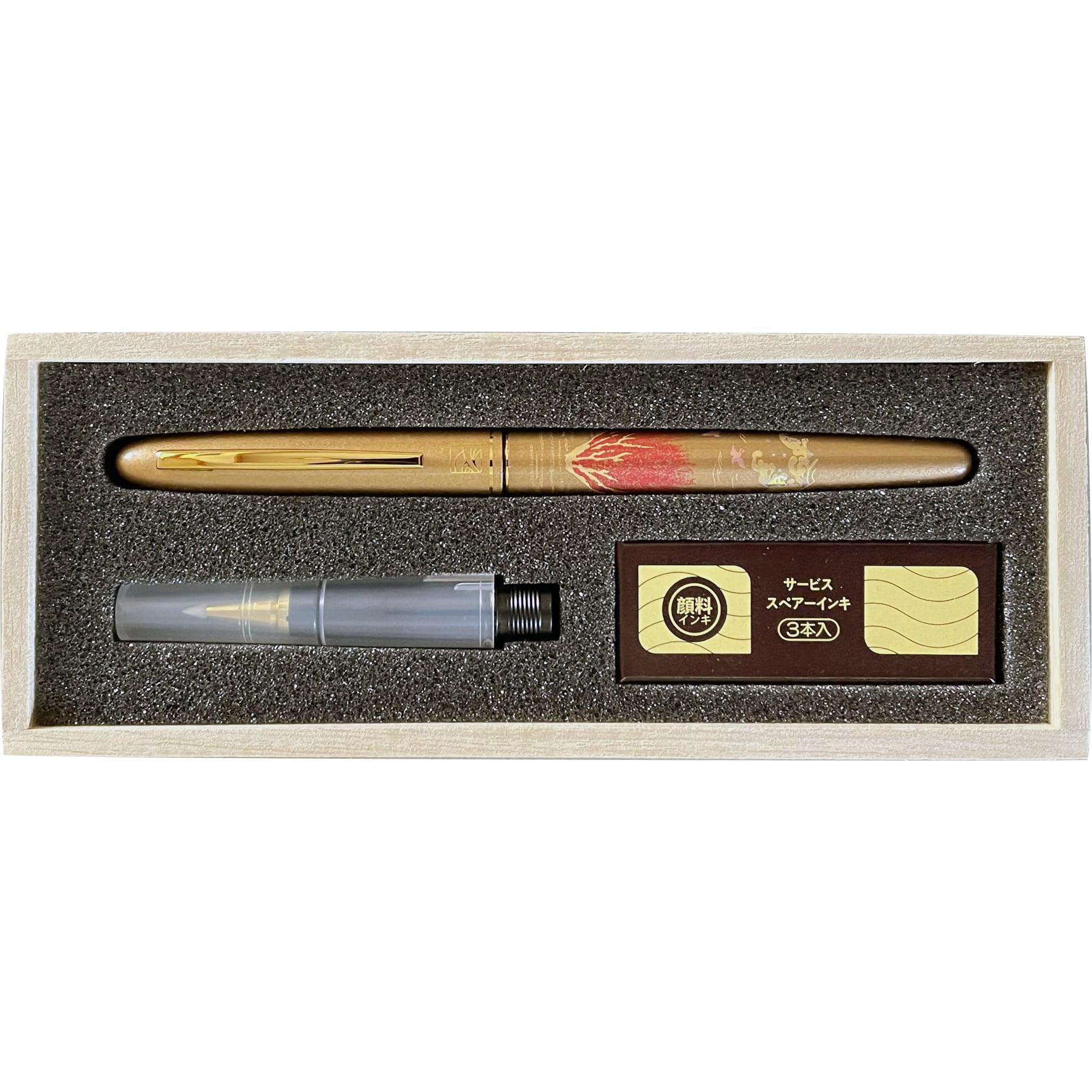 数量限定品】呉竹 万年毛筆 硬筆替ぺん先付 赤富士金 DU192-50