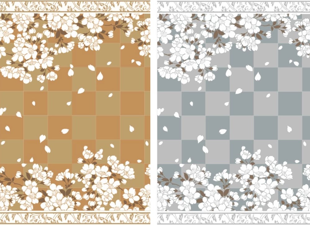 セット割引】「櫻の宴 」・金箔風 ＆銀箔風 転写紙(A4) ポーセリン