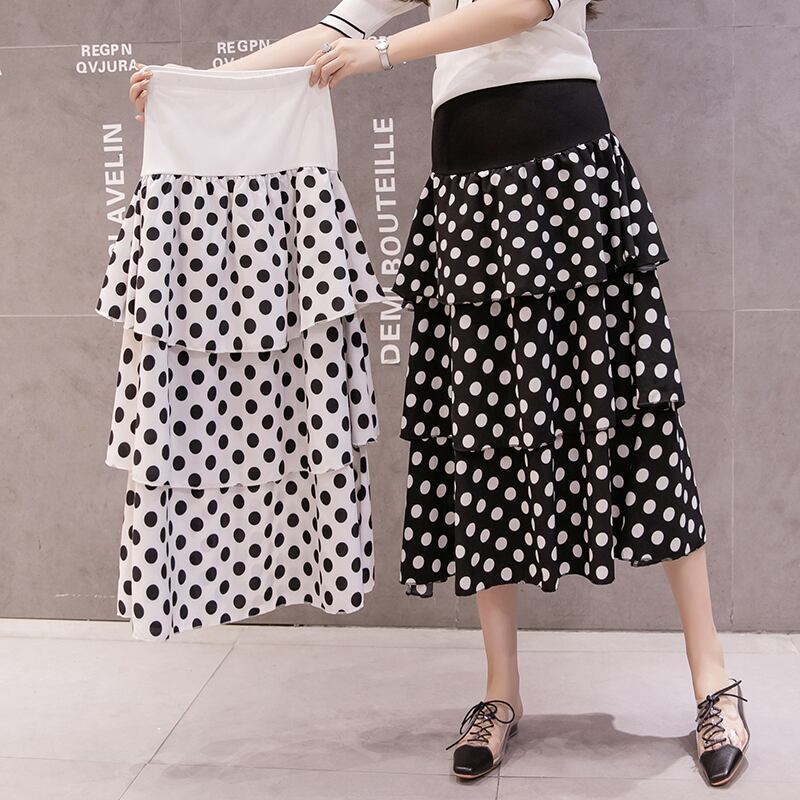 【新作】【送料無料】 031＃水玉プリントシフォンマタニティスカートコットンベリースカート洋服妊婦夏妊娠 サマー 夏物 AL expec382788715443